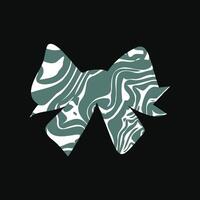 A retro-inspired ribbon or bow featuring marble textures in a flat design vector