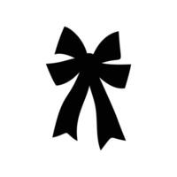 A black silhouette of a ribbon bow in flat style, centered on white vector