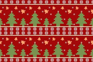 Seamless Red and White Nordic Snowflake Pattern vector