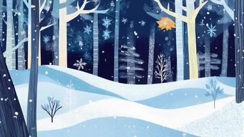 Magical Winter Wonderland Snow Covered Forest with Sparkling Icicles Illustration video