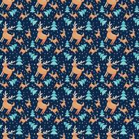Christmas seamless pattern with deer and fir trees vector