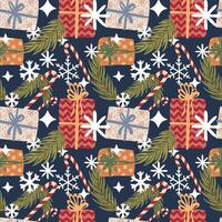new year christmas pattern. Blue background. template with cute christmas elements for design vector