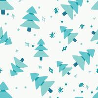 Christmas trees and snowflakes on a white background vector