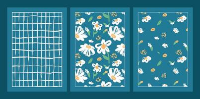A modern and trendy pattern featuring abstract chamomiles and stripes vector