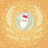 A happy new year card with santa claus in a glass ball vector