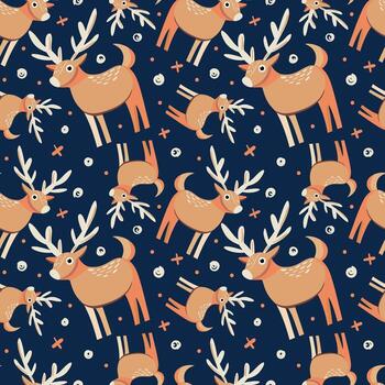 A whimsical Scandinavian pattern featuring reindeers and shapes, perfect for adding a touch of Nordic charm to your designs. vector