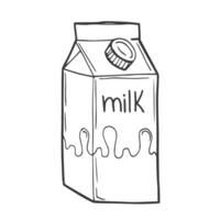 Carton box of milk hand drawn outline doodle icon. Dairy product - milk sketch illustration for print, web, mobile and infographics isolated on white background. vector