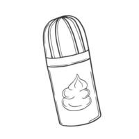 Outline whipped cream bottle hand drawn sketch in vector