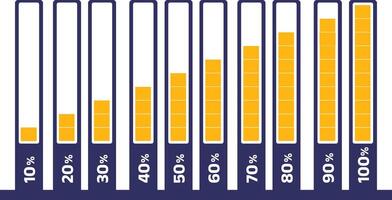 Progress Bar in percentage Blue and yellow with white background vector