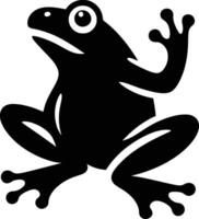 Bold Frog Silhouette in Jumping Pose on White Background vector