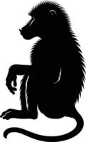 Distinct Baboon Silhouette with Raised Tail on White vector