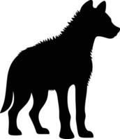 Hyena Silhouette with Tail Raised on White Background vector