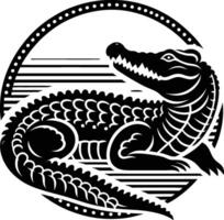 Side View of Crocodile Silhouette on White Background vector