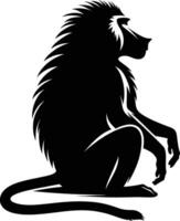 Expressive Baboon Silhouette with Open Mouth on White vector