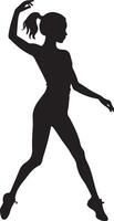 Dynamic Girl Dancing Silhouette with Raised Arms on White Background vector