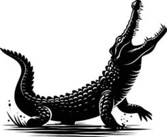 Bold Crocodile Silhouette in Profile on White Background vector