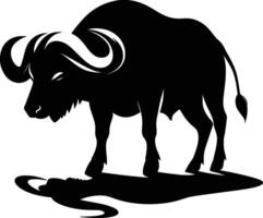 African Buffalo Silhouette on White Background vector