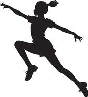 Girl Dancing Silhouette in Ballet Pose on White Background vector