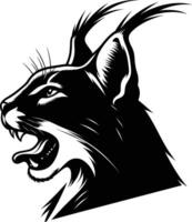 Graceful Caracal Silhouette with Tail Lowered on White vector