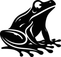 Simple Frog Silhouette in Profile on White Background vector