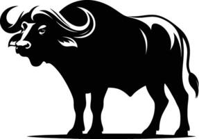 Dynamic Buffalo Silhouette Stance on White vector