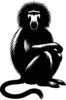 Minimalist Baboon Silhouette Illustration on Plain White vector