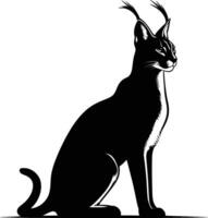 Artistic Caracal Silhouette with Defined Outline on White vector