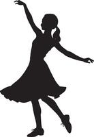 Elegant Girl Dancing Silhouette in Profile on White Background vector