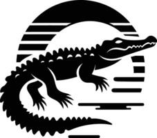 Crocodile Silhouette in Resting Pose on White vector