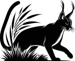 Expressive Caracal Silhouette Profile on White vector