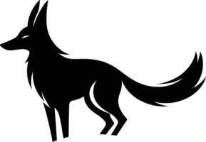 Dynamic Jackal Silhouette Facing Forward on White Background vector