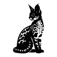 Sleek Serval Silhouette on White Background vector
