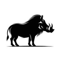 Blak Warthog Silhouette on White Background vector