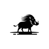 Elegant Warthog Silhouette on White Background vector
