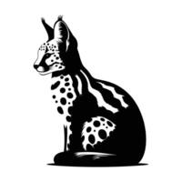 Serval Profile Silhouette on White Canvas vector