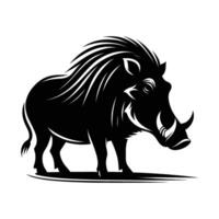Warthog Silhouette with Snout Forward on White Background vector