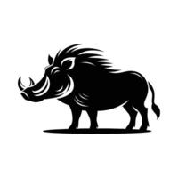 Warthog Silhouette Displaying Strength on White Background vector
