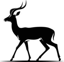 Impala Silhouette with Alert Ears on White Background vector