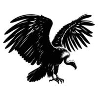 Vulture in Flight Silhouette Against Bright White vector