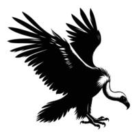 Dynamic Vulture Silhouette in Action on White vector