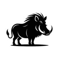 Dynamic Warthog Silhouette on White Background vector