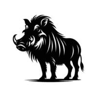 Warthog Silhouette with Tail Raised on White Background vector
