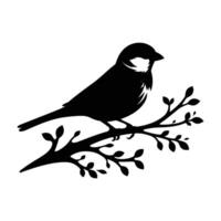 Small Sparrow Silhouette on White Background vector