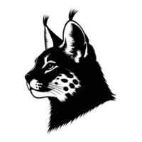 Serval Silhouette with Ears Alert on White vector