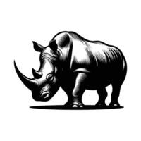 Striking Rhino Outline on a Snowy White Surface vector