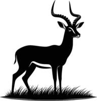 Impala Silhouette Profile in Jumping Pose on White Background vector