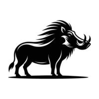 Warthog Silhouette Walking on White Background vector