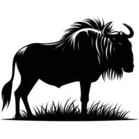 Stylized Wildebeest Silhouette Artwork on White Background vector