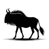 Strong Wildebeest Silhouette Art on White Background vector