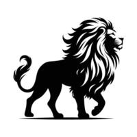 Bold Lion Silhouette Roaring on White Background vector